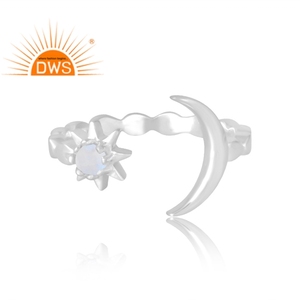 Última venta 925 Sterling Selling Natural Rainbow Moon anillo de piedras preciosas joyería personalizada para mujeres regalo para ella - Product Image 3