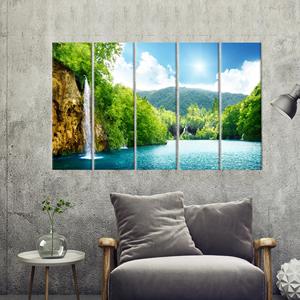 ผ้าใบพิมพ์ลาย: ภาพแขวนผนังแนวแนวนอนพร้อมวิวม่านน้ำและป่าไม้,5P: ห่อหุ้มอย่างดี - Product Image 1