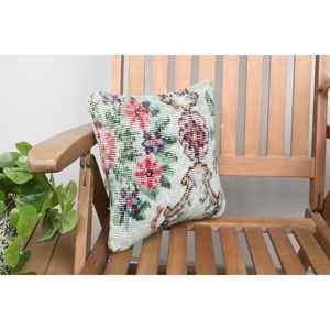 Patchwork de laine multicolore 12x12 pouces Oreiller tissé Vintage Granny Square Kantha - Product Image 2