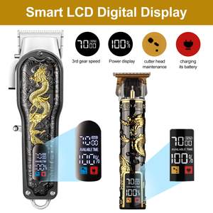 Tondeuse à cheveux professionnelle sans fil pour barbier, kit de tondeuse à lame en T, écran LED, lames en acier inoxydable, IPX7, USB, pour hommes - Product Image 2