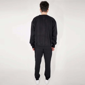 Conjunto de sudadera y joggers de cuello redondo de mezcla pesada para hombre: chándal suave y duradero perfecto para ropa informal diaria - Product Image 3