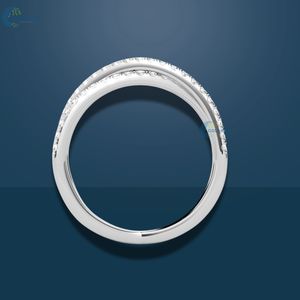 แหวนแต่งงานเพชรโมอีสไม่มีสี10K สีทองขาวทึบแหวนครึ่งชั่วนิรันดร์สำหรับผู้หญิง - Product Image 6