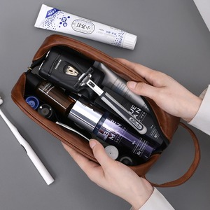 กระเป๋าเครื่องสำอางหนังแท้มีซิปปิดสำหรับเดินทางความจุมากโลโก้ตามสั่งจากโรงงาน - Product Image 4