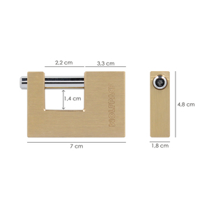 Square Brass Roller Shutter Padlock 70 mm. - Product Image 2