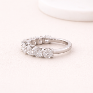 Anillo de boda de media eternidad con diamantes cultivados en laboratorio, corte redondo, certificado por IGI, con engaste de puntas compartidas en oro amarillo/blanco/rosa de 14 quilates. - Product Image 2
