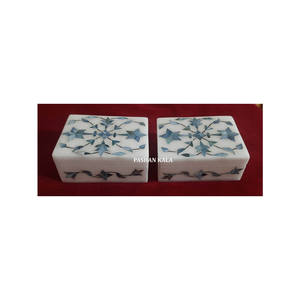 Antique Design Beautiful Handmade Middle Natural Marble Blue Mother of Pearl Inlay Custom Jewelry Packaging Use for Keeping Jewe - Product Image 1