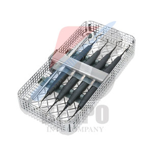 Kit d'instruments composites dentaires 5 pièces revêtues de titane noir avec cassette de stérilisation - Product Image 3