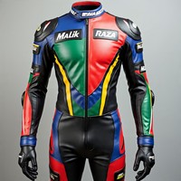 Traje de motocicleta de cuero personalizado por Malik Raza | Cuero de grano completo con color personalizado, opciones de logotipo y protección CE