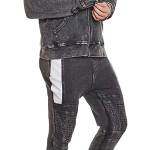 Survêtement de style évasé lavé à l'acide personnalisé pour hommes, pantalon de survêtement à capuche d'hiver avec sérigraphie à motif solide sur des vêtements personnalisés - Product Image 6