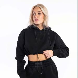 Sudadera con capucha personalizada de algodón French Terry, lisa, sin estampado, para mujer, unisex, oversize, gruesa, tipo crop top, sudaderas al por mayor. - Product Image 3