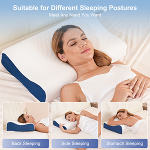Almohada cervical para aliviar el dolor de cuello y hombros, espuma viscoelástica, almohada de soporte para el cuello, para dormir, lado trasero, estómago, sin látex - Product Image 2