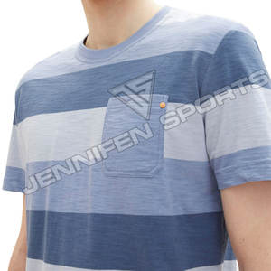 Camiseta de Hombre de Alta Calidad, Multicolor, a Rayas, Corte Regular, Cómoda, de Algodón Lujoso, Moderna, con Estampado Personalizado, Ligera - Product Image 5