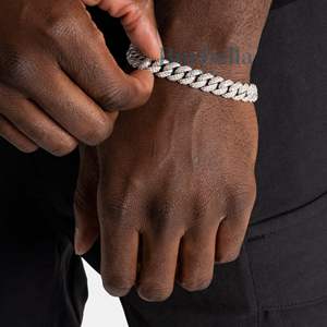 Fine Hip Hop Jewelry 8.5mm 14K White Gold <b>925</b> Sterling <b>Silver</b> VVS Moissanite Diamond Iced Out Cuban Link <b>Bracelet</b> for <b>Men</b> - Product Image 1