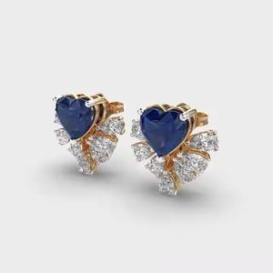 Venta caliente estilo clásico rodio plateado 14K/18K oro sólido laboratorio cultivado diamante enhebrador pendientes delicado diseño en capas para - Product Image 1