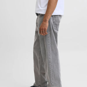 Pantalones Vaqueros Casuales Rectos Personalizados para Hombre, 100% Algodón, Denim Desgastado, Primavera Otoño, Logotipo Personalizado, Jeans Holgados Casuales Sólidos - Product Image 4