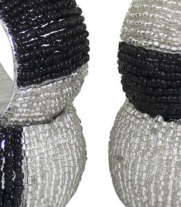 Servilleteros con cuentas de vidrio antiguo, decoración de mesa negra y plateada para reuniones familiares diarias y decoraciones para fiestas - Product Image 3