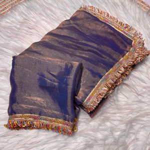 Diseñador de última moda de lujo Heavy Fandy gasa Sari indio fiesta de invierno Festival boda mujeres ropa exclusiva blusa étnica - Product Image 1