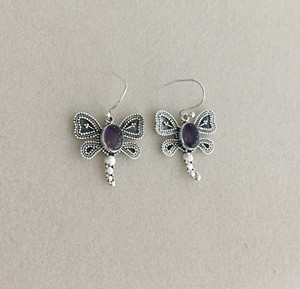 Pendientes de Plata de Ley 925, Joyería al por Mayor en Línea, Pendientes de Plata 925 con Piedras Preciosas, Hermoso Diseño de Mariposa, Gema de Amatista - Product Image 3