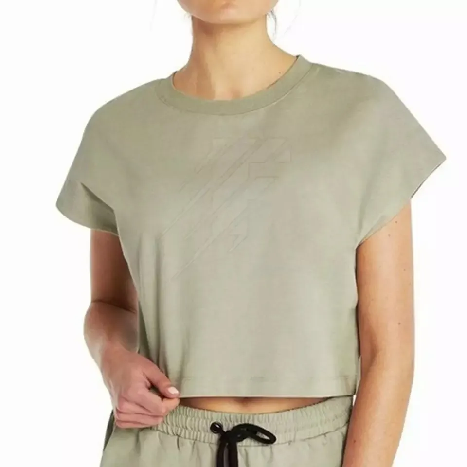 Logo personnalisé OEM pour femmes col rond séchage rapide vêtements de sport décontracté en coton fait femmes Crop débardeurs sans manches t-shirts unis