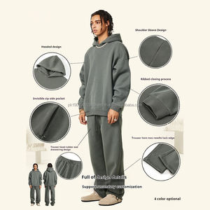 เสื้อฮู้ดดี้สไตล์ใหม่ ผ้าฝ้าย 42% โพลีเอสเตอร์ 53% สแปนเด็กซ์ 5% ชุดกีฬาผู้ชาย - Product Image 5