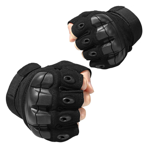 Guantes Tácticos Negros de Medio Dedo con Protección de Nudillos de PU, Transpirables, Unisex, para Ciclismo, Escalada y Caza al Aire Libre - Product Image 3
