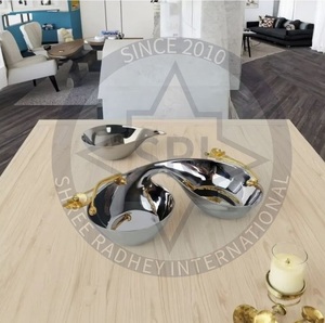 Cuenco grande de lujo moderno para servir, redondo, de metal dorado y acero inoxidable, ecológico para ensaladas, frutas, chocolate o azúcar - Product Image 2