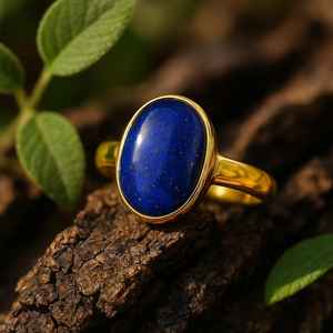 Anillo de lapislázuli hecho a mano Anillo de declaración de plata esterlina chapado en oro de 18 quilates - Product Image 2