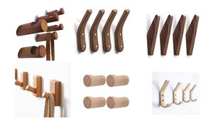 Modern Set of 4 Wall Mounted <b>Wooden</b> <b>Hooks</b> for Dining Outdoor Bathroom Home Office Bedroom-<b>Coat</b> Hat Towel Bag Hanging Storage - Product Image 5