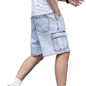 Shorts en jean lavés à l'acide pour hommes personnalisés en usine services d'étiquettes et d'étiquettes de broderie d'impression de conception vintage pour l'image de marque - Product Image 6