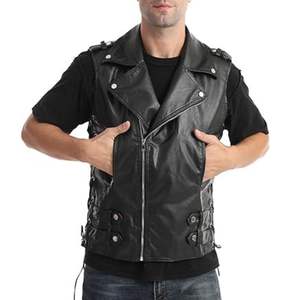 Venta al por mayor de logotipo personalizado para hombre en blanco de cuero de moto chaleco cremallera diseño de alta calidad transpirable chaqueta de cuero de invierno - Product Image 6