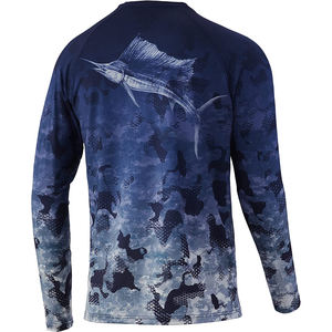 เสื้อตกปลาแขนยาว Upf50 + ผู้ชายเสื้อตกปลาแบบสั่งตัดสีดำระบายอากาศได้ดี - Product Image 2