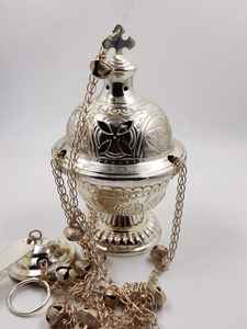 Quemador de incienso con cadena para el hogar, quemador de incienso redondo de Color dorado antiguo con acabado de plata decorativa - Product Image 6