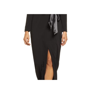 Abito da sera elegante in raso Eliza J, a maniche lunghe, a tubino, con vita naturale, decorato con paillettes all'uncinetto, ideale per serate formali e feste. - Product Image 3