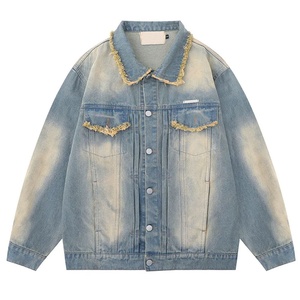 Custom Mens Denim <b>Jacket</b> College Events Washed Denim <b>Patches</b> for Campus Retailers Wholesale Bulk - Product Image 1