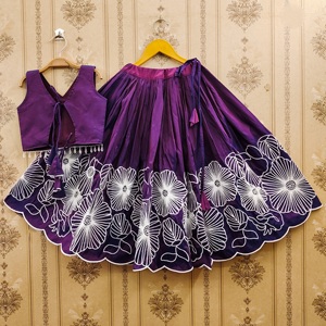 Shoryam Fashion Lehenga Choli ethnique entièrement cousu pour filles, longueur au sol |   Broderie violette de qualité supérieure, coupe classique toutes saisons, pour les occasions spéciales - Product Image 2