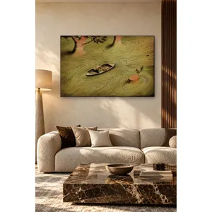 Impresión en lienzo de Fida Surreal Boatman en un lago de anillos de árboles - Product Image 4