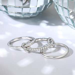 Anillo de Plata de Ley Jeulia con Triple Banda y Piedras Preciosas - Estilo Romántico Bohemio Eternity - Product Image 6