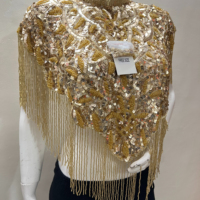 Écharpe, Stole, Poncho pour Femme, Sexy, Luxe, Broderie Artisanale, Perles, Paillettes, Style Hip Hop, Taille Personnalisée, Couleur Personnalisée, IMPACT, Quatre Saisons