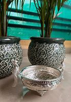 Cuenco de Metal chapado Urli de pavo real tallado en plata alemana tradicional moderna para decoración del hogar, decoración de fiesta, Idea de regalo Diwali
