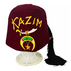 Chapeau Fez maçonnique brodé sur mesure, chapeau Fez maçonnique Shriner, chapeau Fez maçonnique en gros pour les cérémonies, chapeau Fez maçonnique - Product Image 1