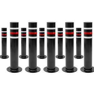 <b>Set</b> of 10 Black Metal Fixed Poles with 50 cm Base Parking Equipment - Product Image 3