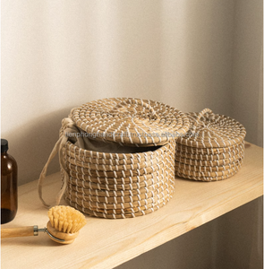 Cestas artesanales de almacenamiento de algas marinas, S M 2 tamaños, respetuoso con el medio ambiente, cesta de almacenamiento Natural para cocina, dormitorio, regalo para ella - Product Image 3