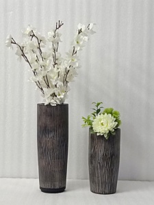 Moderne Moyen Grand Luxe Ferme Brun Foncé Vintage Vente Chaude Indien Mango Bois Jardin Sculpté À La Main jardinière Fleur Vase pots - Product Image 3