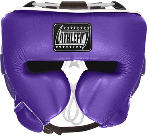 Casco de boxeo ajustable profesional hecho a medida Original equipo de entrenamiento de cuero metálico ganador punzonado protector de cabeza cara - Product Image 1