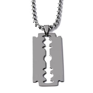 Classique Personnalisé Gravé Hip Hop Bijoux En Acier Inoxydable Lame De Rasoir Pendentif Signification Collier pour Hommes - Product Image 4