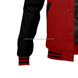 Chaqueta universitaria personalizada con tela de lana y mangas de cuero, cuello levantado de ajuste extragrande, decoración bordada con logotipo en la parte delantera de la chaqueta, con el logotipo en la parte delantera de la MCACVJ-69 - Product Image 6