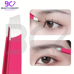 Pince à épiler en acier inoxydable à pointe inclinée, couleur rose, lavable, classique, pour l'épilation des sourcils et des poils du visage, outil de maquillage durable pour hommes et femmes - Product Image 4