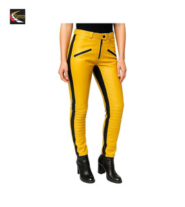 เสื้อแจ็กเก็ตนักขี่จักรยานหนังสีเหลืองพร้อมกางเกงชุดคอสเพลย์แฟชั่นขายส่ง - Product Image 6