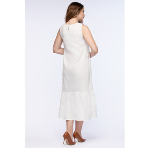 Style chaud automne mode femmes vêtements OEM ODM solide couleur blanche sans manches décontracté femmes robe à la palangre en gros fabrication - Product Image 3