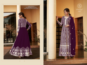 Traje paquistaní hecho de seda Georgette pesada con bordado para fiestas Venta en línea - Product Image 4